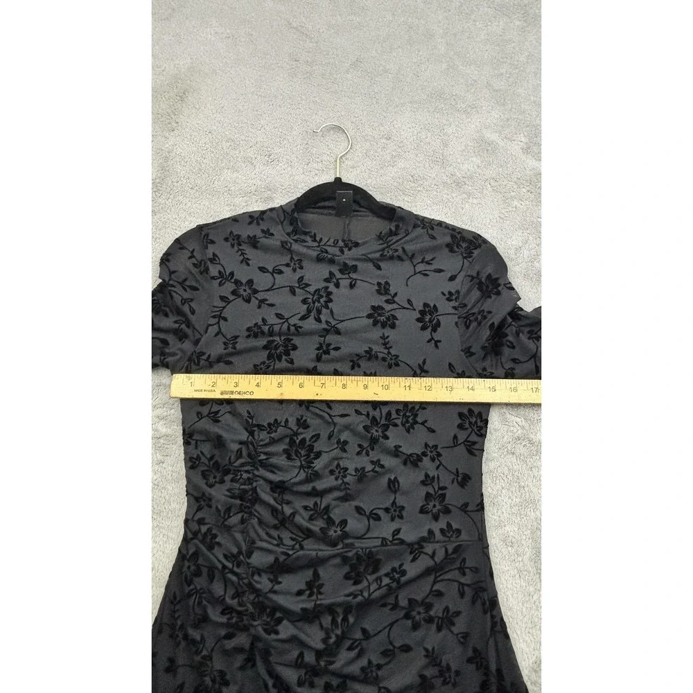 SHEIN‎ Velvet Burnout Sheer Overlay Maxi Dress Womens M Black Floral Whimsigoth - Picture 11 of 15